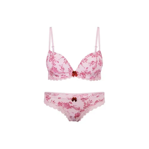 Victoria's Secret Pink Push-Up Bra And Panty Set In BrilliantBouquet/pink Underwear Set Women's Pink
