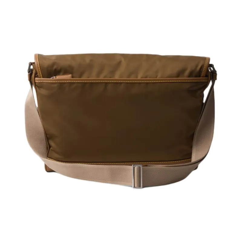 PRADA Recycled Nylon With Leather Crossbody Bag, Shoulder Bag Men's Cork Beige-3