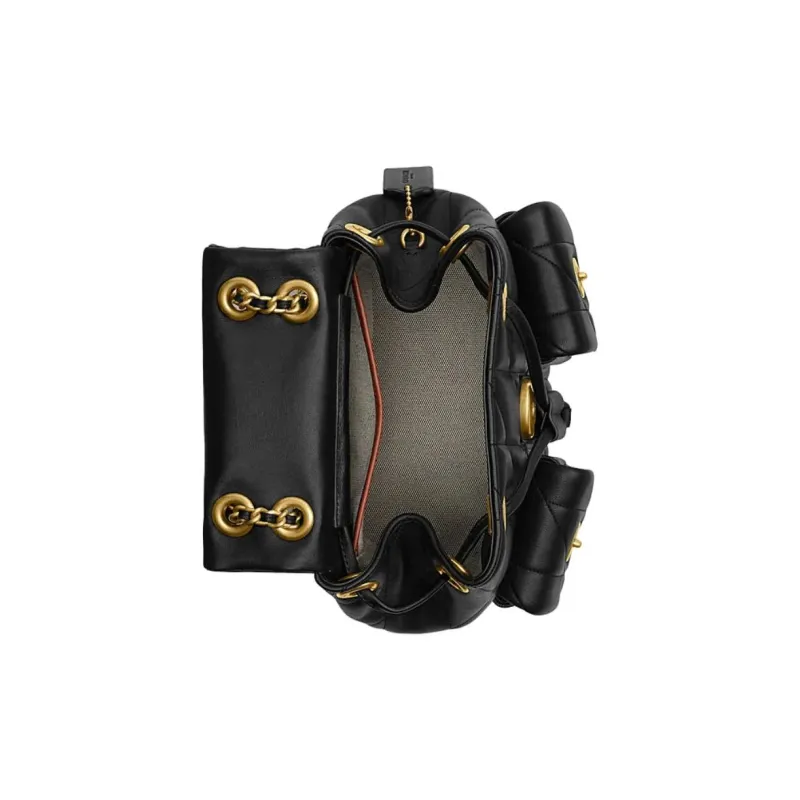 COACH Tabby Quilting Sheepskin Backpack Trumpets Women's Black-3