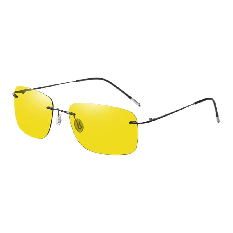 Thunder Pailong Pure Titanium Square Sunglasses Unisex Black Silver-4
