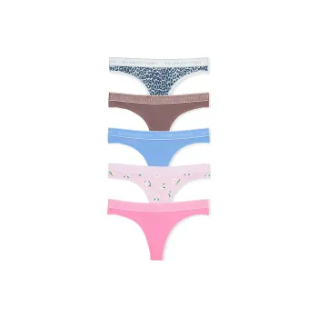 Victoria's Secret PINK 5-Pack Logo Cotton Thong Panties/Fresh Multi Underpants Women's 5 Pack Multicolor