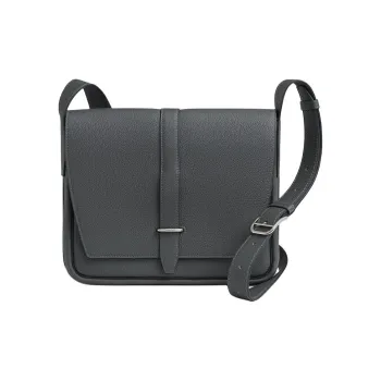 HERMES Steve Light Junior Togo Calfskin Messenger Bag Shoulder Bag Crossbody Bag Men's Gray