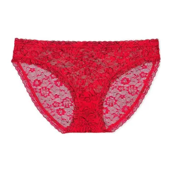 Victoria's Secret PINK THE LACIE Lace Bikini Panty/Hottie Pink Palms Underpants Women's 1 Pack Red