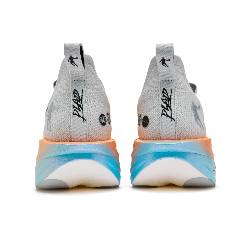 QIAODAN Flying Shadow PLAID 1.5 Running Shoes Men Low Top Gray Silver Jelly Orange-6