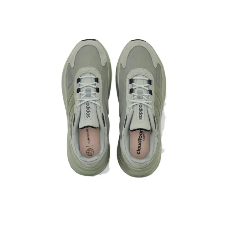 Adidas Cloudfoam Abozelle Anti-Slip Wear-Resistant Low-Top Casual Shoes Men's Gray Green-4