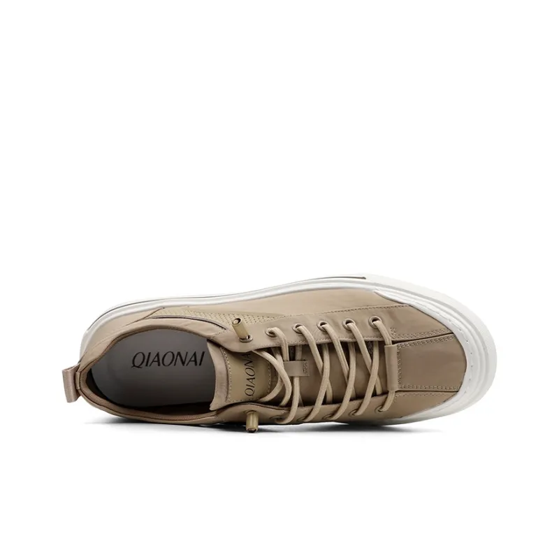 QIAONAI Lightweight Low Top Skateboard Shoes Men's Apricot-3