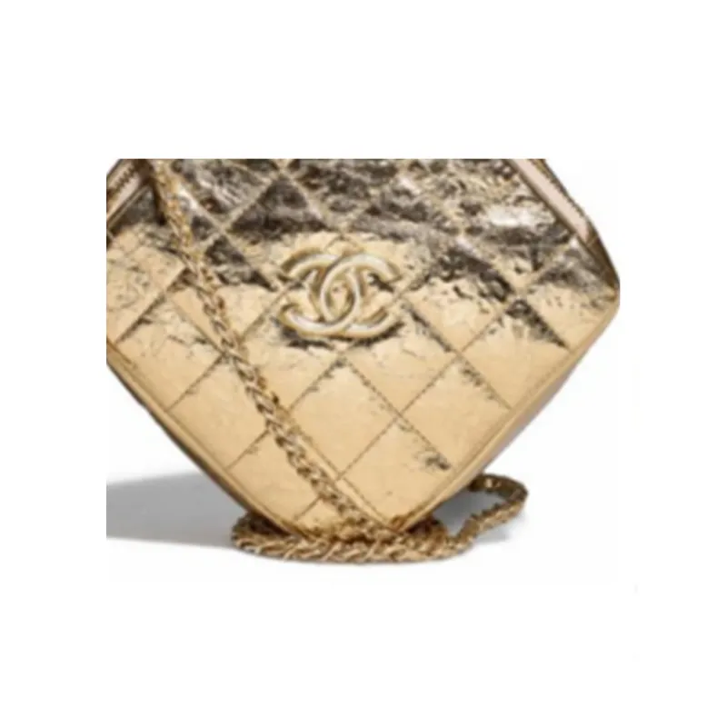 CHANEL Sheepskin Diamond Fanny Pack Trumpets Women's Gold-1