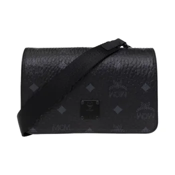 MCM Coated Canvas With Leather Trim Shoulder Bag, Crossbody Bag Mini Men's Black