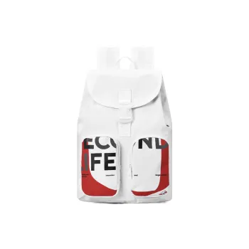 TURN UP Nylon Backpack Large Size Unisex White