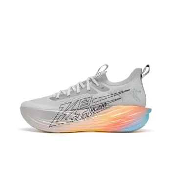 QIAODAN Flying Shadow PLAID 1.5 Running Shoes Men Low Top Gray Silver Jelly Orange