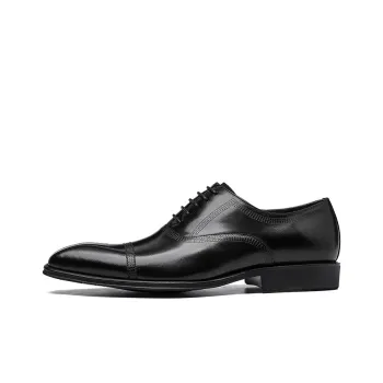 ASTON M.JAZZ Dress Shoes Men Low Top Black/Coffee