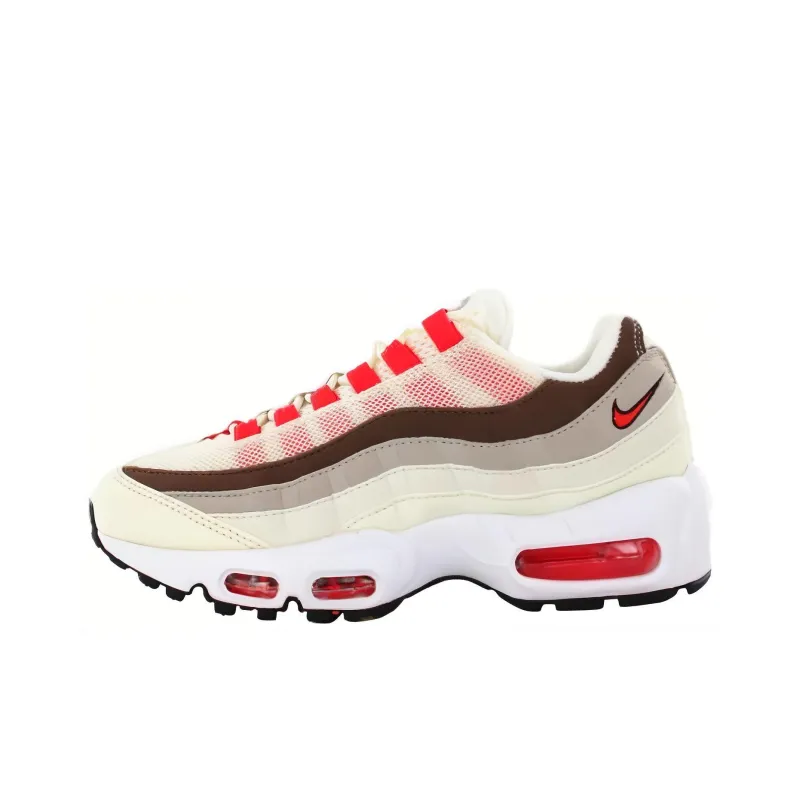 Nike Air Max 95 Cushioned Slip Resistant Low Top Running Shoes Unisex Beige Red-0