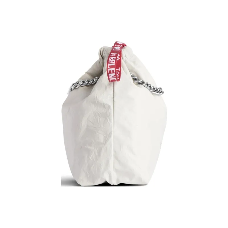 Balenciaga CRUSH Cow Leather Tote Bag Shopping Bag Shoulder Bag Crossbody Bag Small Size Women's White-3