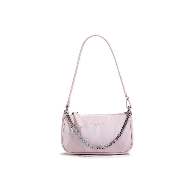 MACKJANICE Polyurethane Bonded Synthetic Leather Shoulder Bag Women's Ice Beige/Ice Pink-7