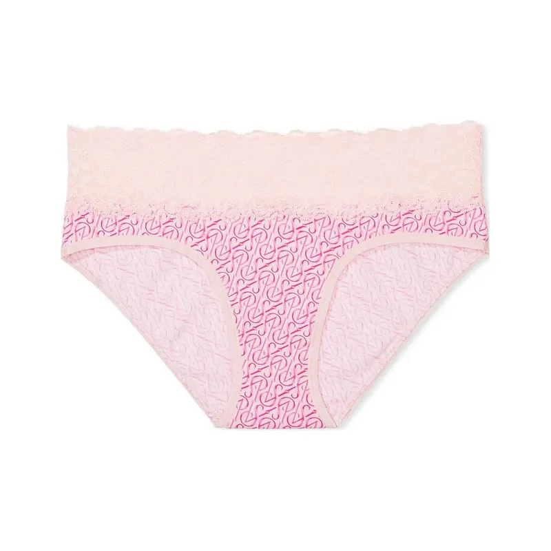 Victoria's Secret PINK THE LACIE Lace-Waist Cotton Hiphugger Panty/Pt Underpants Women's 1 Pack-0