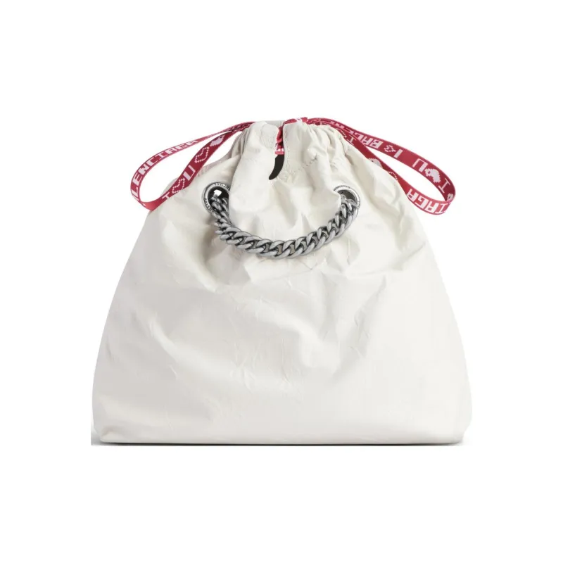 Balenciaga CRUSH Cow Leather Tote Bag Shopping Bag Shoulder Bag Crossbody Bag Small Size Women's White-4