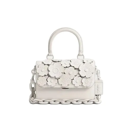 COACH Rogue Cow Leather Shoulder Bag, Crossbody Bag, Handbag Trumpets Women's White