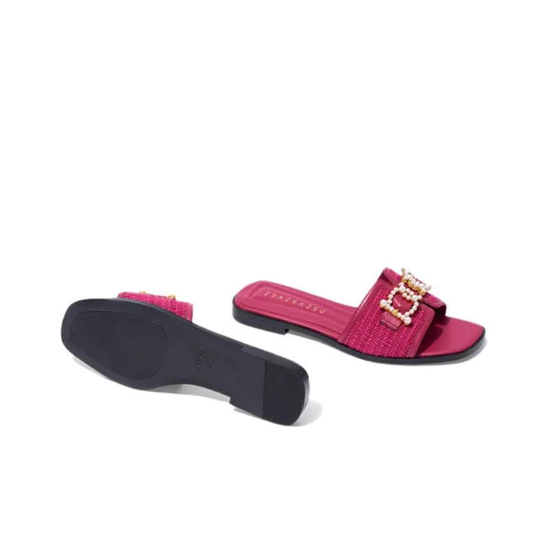 ZSAZSAZSU Rubber Sole Slide Slippers Women's Peach Pink-3
