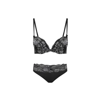 Victoria's Secret PINK ADORE ME Jaya Plunge Bra/Jet Black Underwear Set Women's Raven