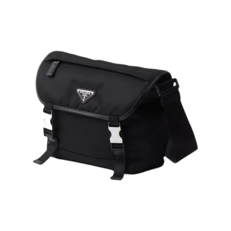 PRADA Recycled Nylon With Saffiano Leather Crossbody Bag, Shoulder Bag Men's Black-1