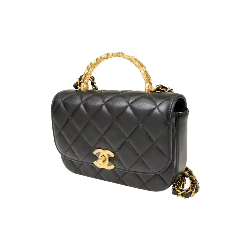 CHANEL Lambskin Rhinestone Flap Bag With Controller Shoulder Bag, Crossbody Bag, Handbag Mini Women's Black-1