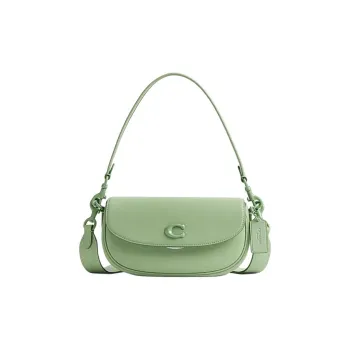 COACH Cow Leather Saddle Bag Handbag Shoulder Bag Crossbody Bag Medium Size Women's Light Pistachio Color