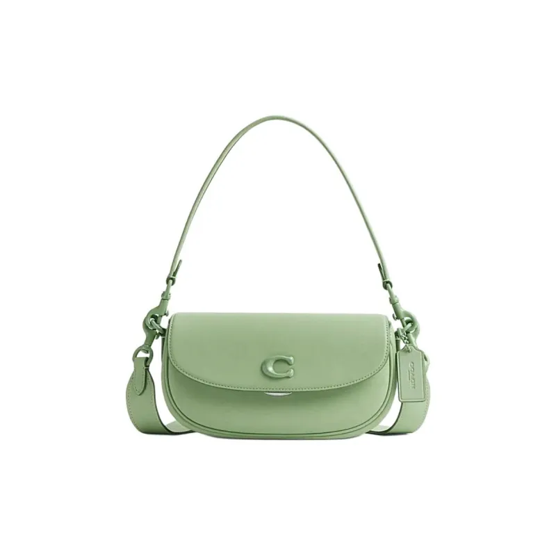 COACH Cow Leather Saddle Bag Handbag Shoulder Bag Crossbody Bag Medium Size Women's Light Pistachio Color-0