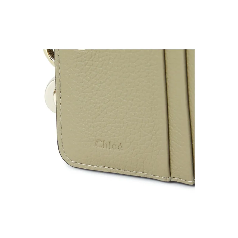 Chloe Cow Leather Coin Purses Wallets Mini Women's Beige Khaki-5