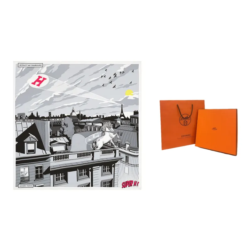 HERMES Midnight's Fubao Avenue Silk Scarves Unisex-3