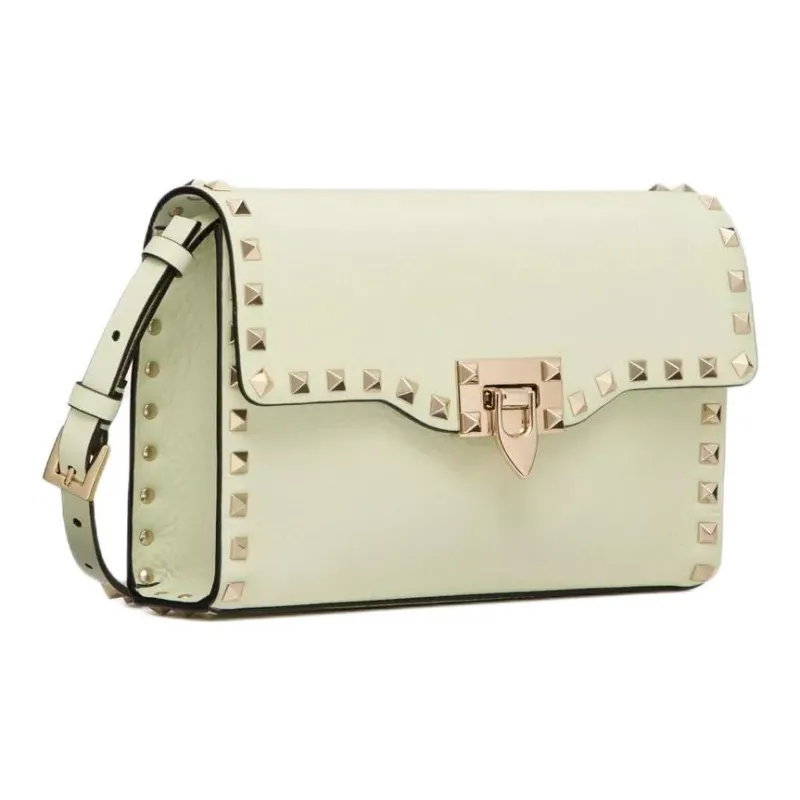 Valentino Rockstud Grained Calfskin Shoulder Bag Crossbody Bag Small Size Women's Light Green-1