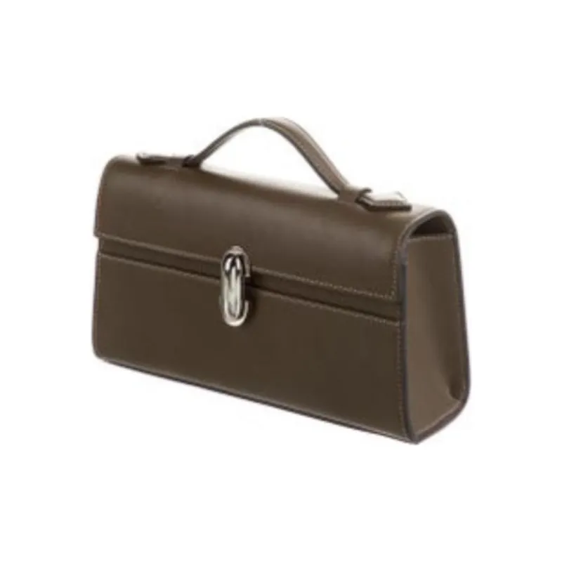 SAVETTE Calfskin Late Dinner Bag Baguette Handbag Small Size Women's Mink Leather-3