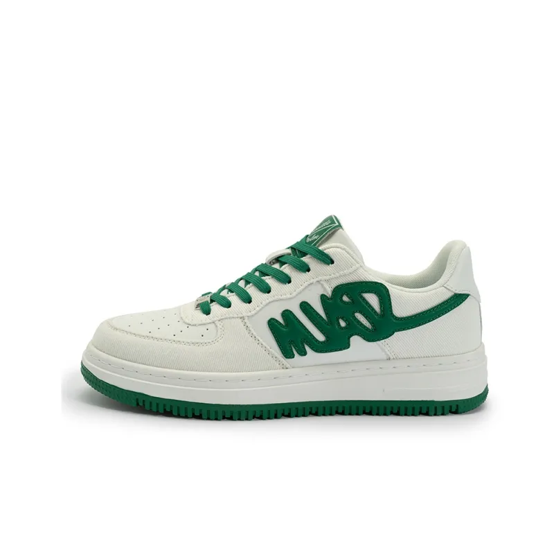 Seattle Palm Anti Slip Wear Resistant Low Top Skateboard Shoes Unisex White Green-0