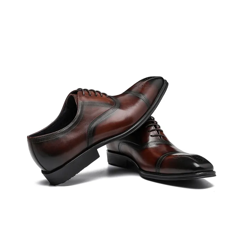 ASTON M.JAZZ Dress Shoes Men Low Top Black/Coffee-9