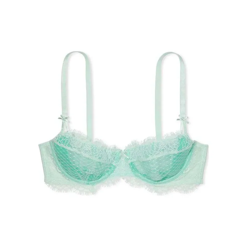 Victoria's Secret PINK DREAM ANGELS Wicked Unlined Boho Floral Embr Bra/CW Bra Women's Crystal Green-0