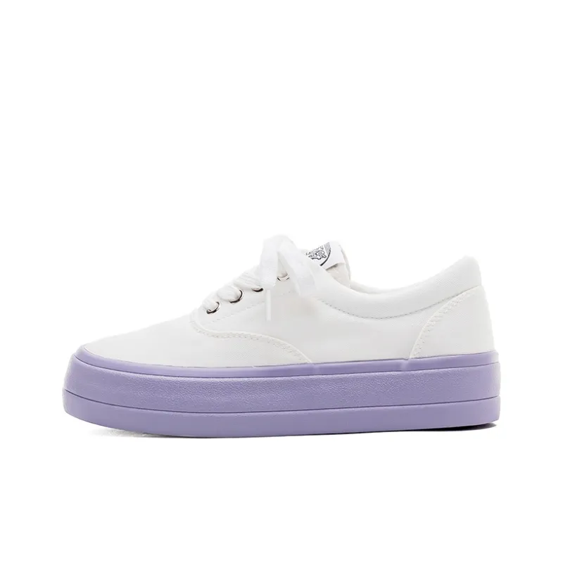 Feiyue Abrasion-Resistant Slip-Resistant Low-Top Canvas Shoes Women's White Purple-0