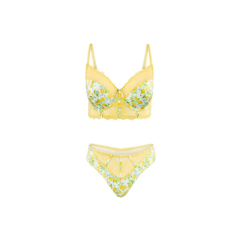 Victoria's Secret Pink SvanaLonglineBraandPantySetinLuscious/Lemorn Underwear Set Women's Sweet Lemon-0