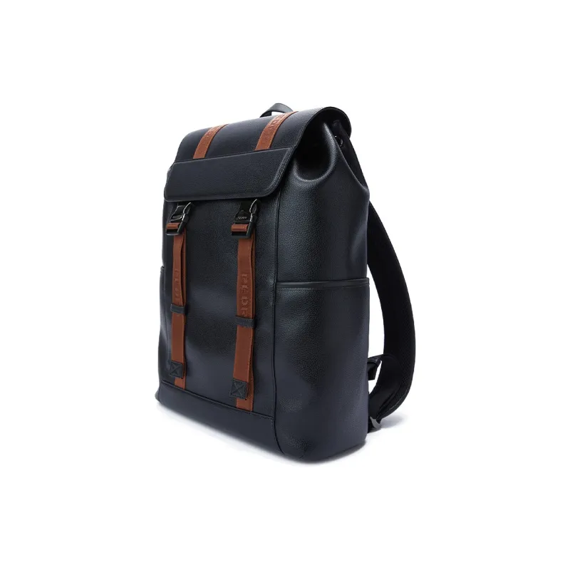PEDRO Artificial Leather Backpack Large Size Men's Black/Camel/Army Green-1