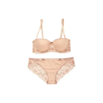 Victoria's Secret PINK Kendil Balconette Bra And Panty Set In Smoke/Re Underwear Set Women's Rose Smoke