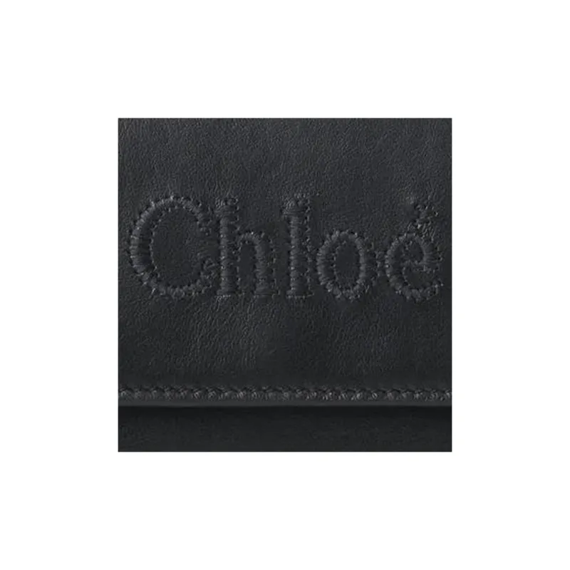 Chloe Shiny Calfskin Wallet Women's Black-3