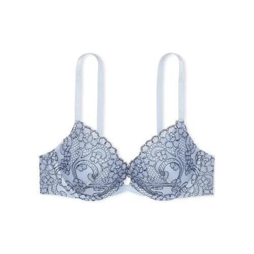 Victoria's Secret DREAM ANGELS Collection 8749 Contouring Boho Floral Embroidery Push-Up Bra Women's Denim Blue