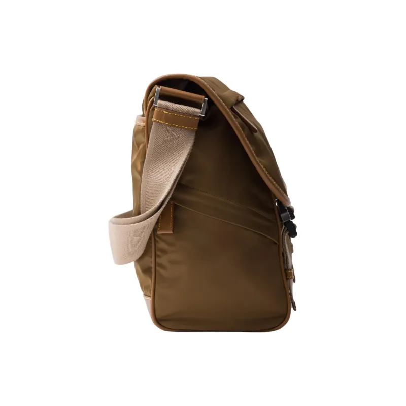 PRADA Recycled Nylon With Leather Crossbody Bag, Shoulder Bag Men's Cork Beige-2