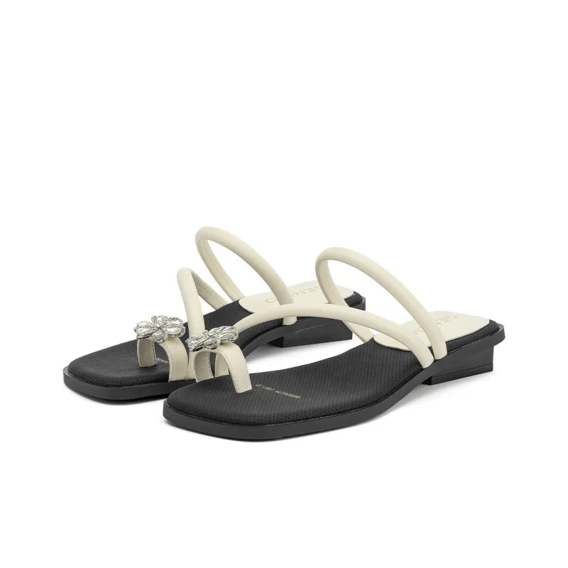 GEMEIQ Slide Slippers Women's Beige/Silver-1