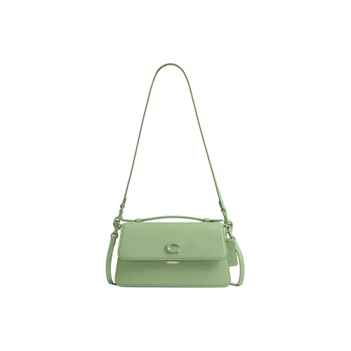 COACH Cow Leather Portable Crossbody Bag Shoulder Bag Medium Size Women's Light Pistachio Color