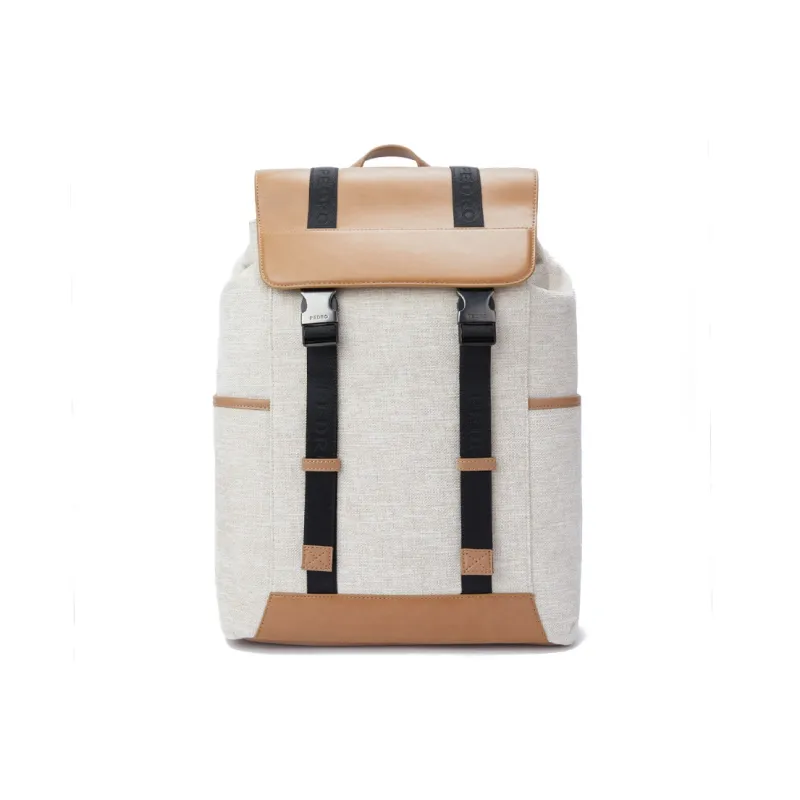 PEDRO Artificial Leather Backpack Large Size Men's Black/Camel/Army Green-4