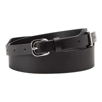 Levi’s Logo Emblem Pin Buckle Leather Belts Women's Black Width: 4CM