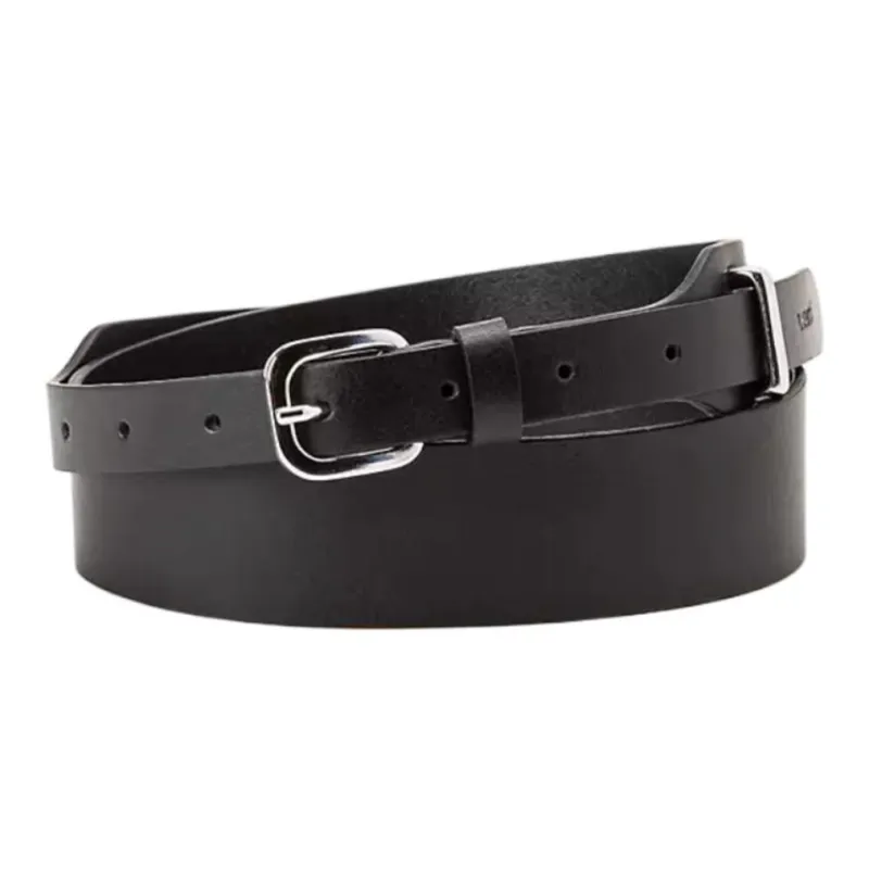 Levi’s Logo Emblem Pin Buckle Leather Belts Women's Black Width: 4CM-0