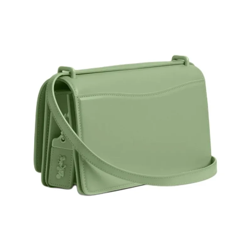 COACH Bandit Refined Calfskin Crossbody Bag, Shoulder Bag Medium Size Women's Silver & Light Pistachio-1