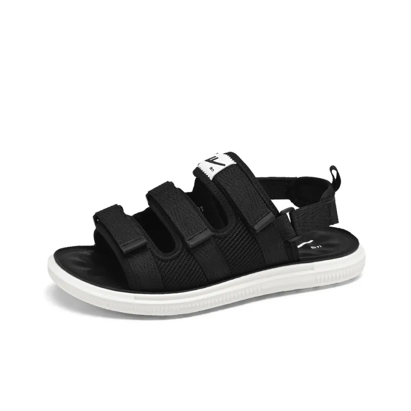 Warrior Comfortable Soft Sole Men's Black Beach Sandals-1