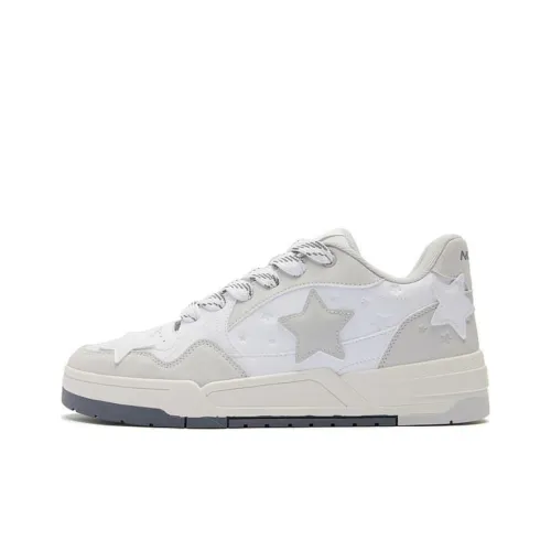 QIAODAN Stars Shoes Slip Resistant Cushioning Abrasion Resistant Low Top Skateboard Shoes Men's White Gray