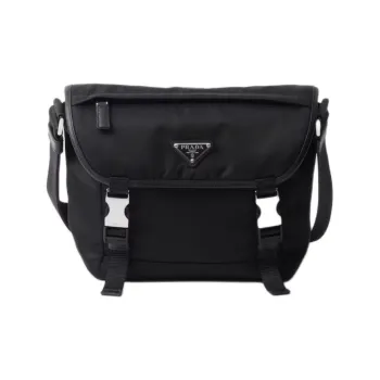 PRADA Recycled Nylon With Saffiano Leather Crossbody Bag, Shoulder Bag Men's Black
